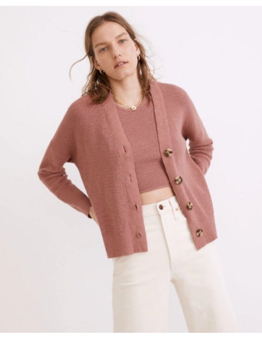 Madewell Birchmoor Cardigan Sweater in Heather Jam